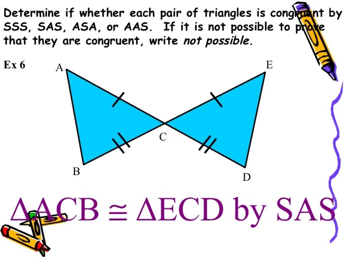 Triangle congruence by sss and sas practice